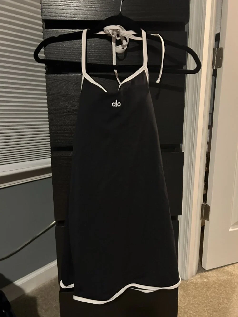 ALO YOGA Softsculpt Halter Dress - Black/White - Size Small